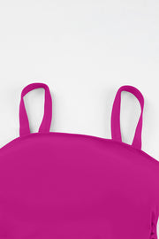 Sculpted tankini top in cerise with square neckline and adjustable straps.