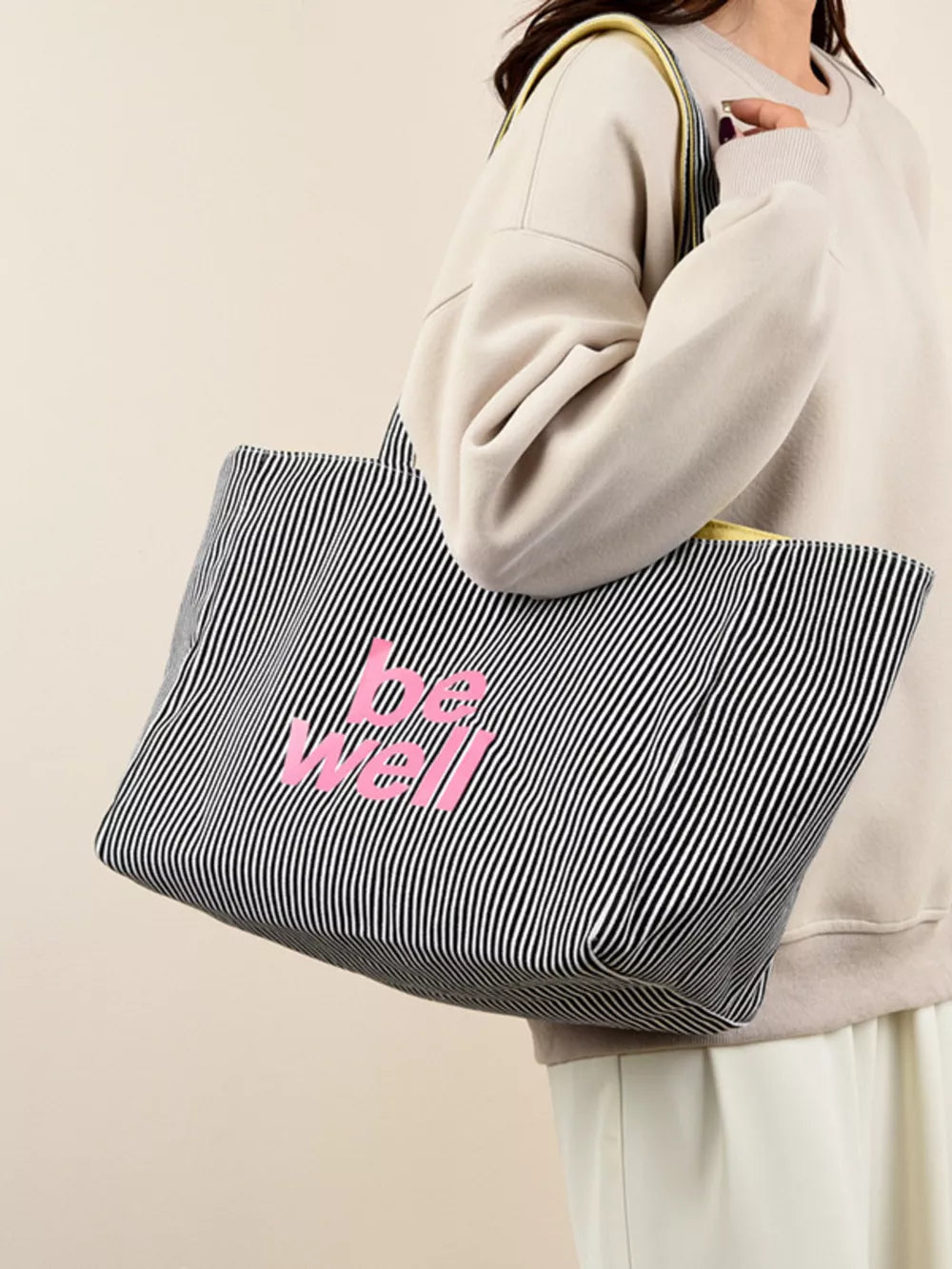 Striped Canvas Duffel Bag, close-up detail