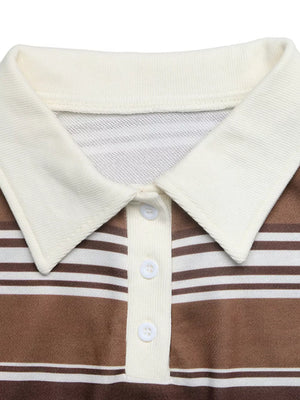 Striped Dropped Shoulder Sweatshirt in Coffee Brown, alternate angle