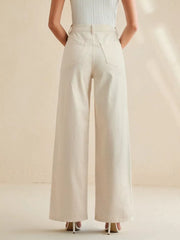 Embroidered Cutout Wide-leg Jeans