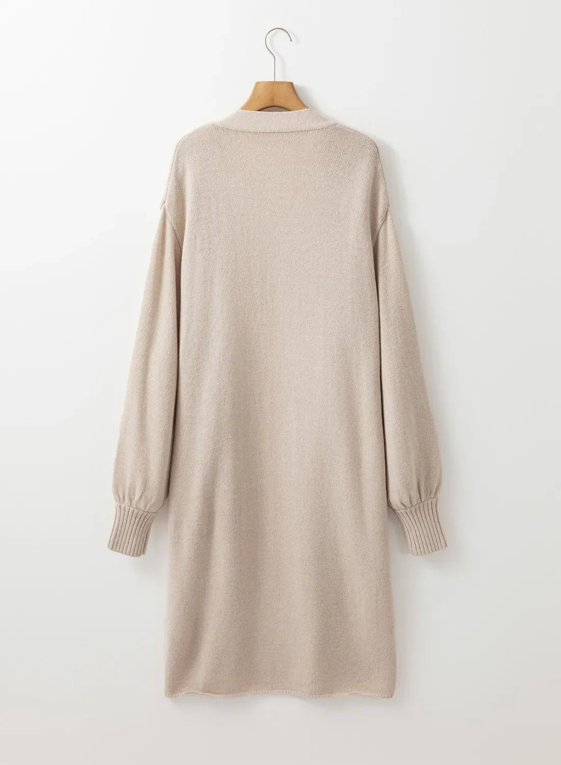 Oversized sleeve maxi cardigan in Dust Storm with ribbed cuffs and hem.