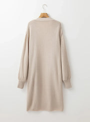 Oversized sleeve maxi cardigan in Dust Storm with ribbed cuffs and hem.
