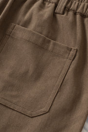 Caramel seamed front wide leg trousers with a back pocket detail.