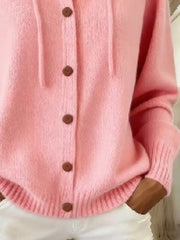 Hooded Button-up Cardigan in Pink, view 12