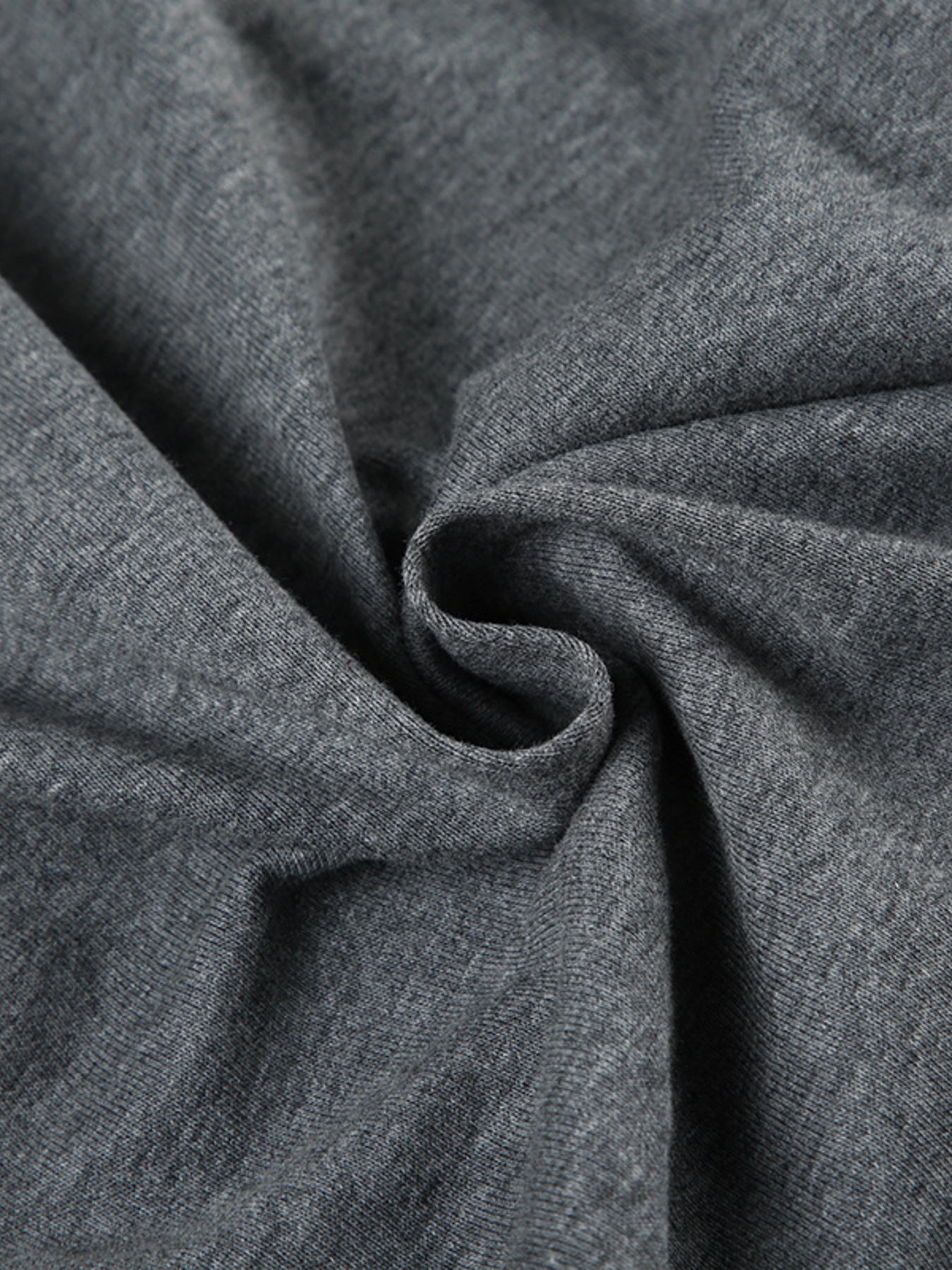 Ruched bodycon mini dress in dark grey knit fabric with adjustable drawstring detail.