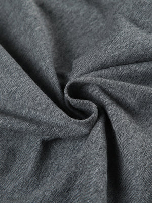 Ruched bodycon mini dress in dark grey knit fabric with adjustable drawstring detail.
