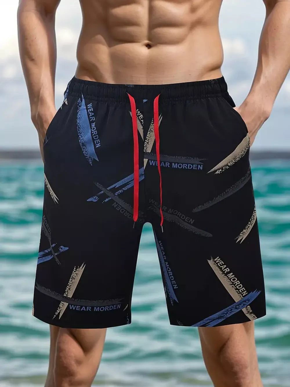 Men's Full Size Drawstring Pocketed Shorts, side view