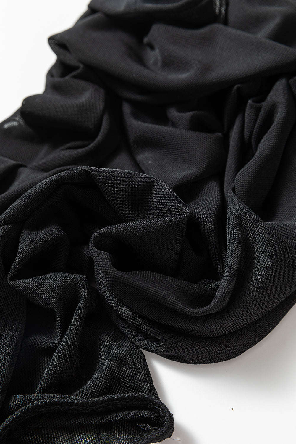 Black sheer mesh bodysuit fabric detail