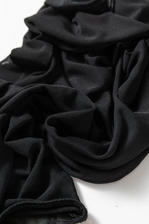 Black sheer mesh bodysuit fabric detail