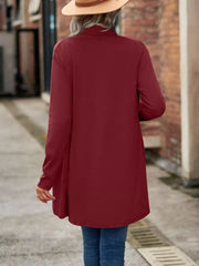 Open-front Dropped Shoulder Cardigan in Light Gray with dropped shoulder