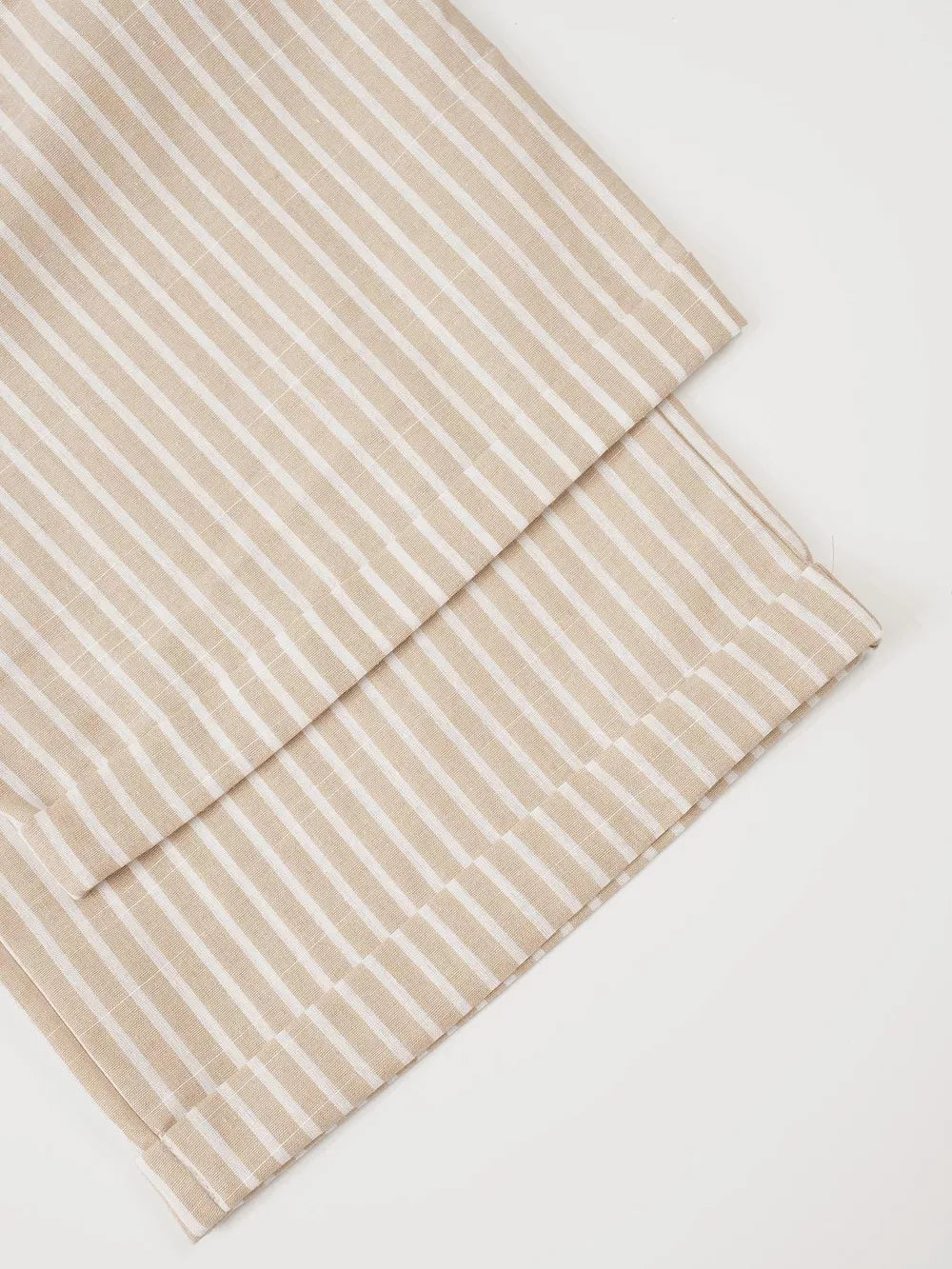 Chic high-waisted wide-leg pants in beige and white vertical stripes.