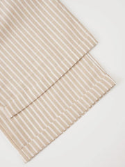 Chic high-waisted wide-leg pants in beige and white vertical stripes.