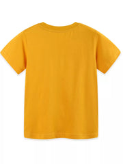 Toddler yellow cotton t-shirt with short sleeves and crew neck