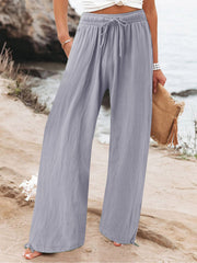 Full Size Drawstring Wide Leg Pants Plus Size in Fuchsia, view 11