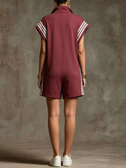 Striped Zip Front Romper, view 15