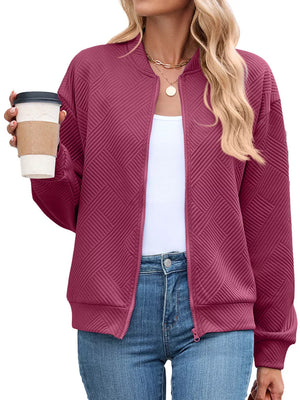 bomber jacket in Army Green with zipper and hip-length
