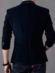 Men's Plus Size Slim Fit Velvet Blazer, back view