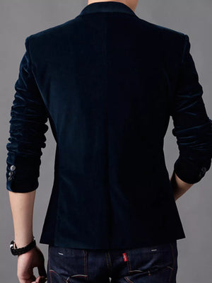 Men's Plus Size Slim Fit Velvet Blazer, back view