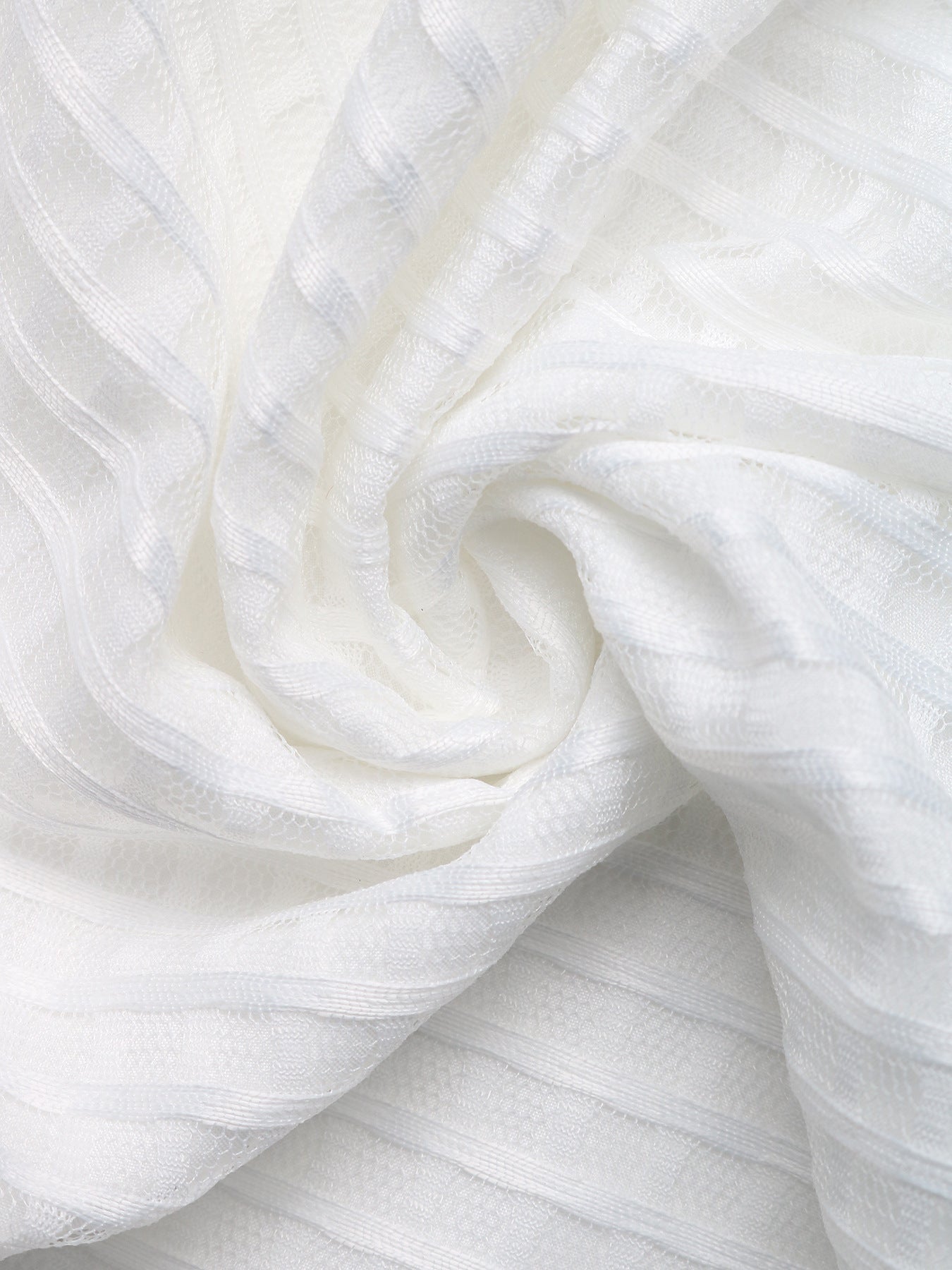 White strapless mini dress fabric with a subtle grid pattern and airy texture.