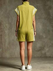 Striped Zip Front Romper, product detail