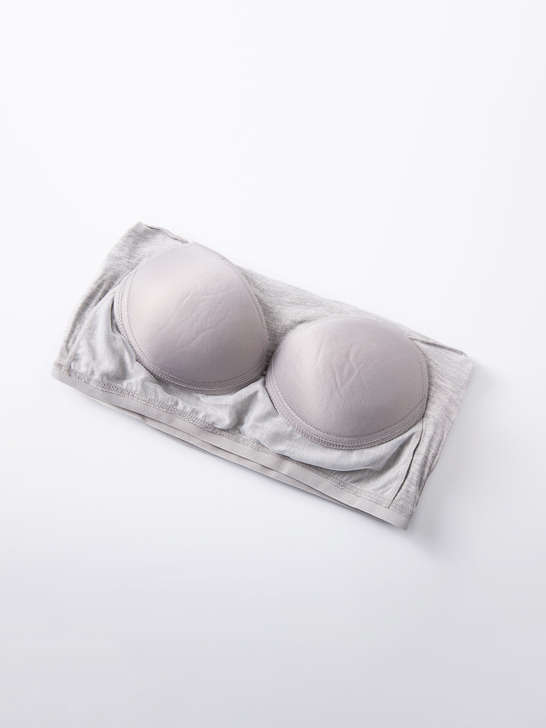 Gray built-in bralette tee with padded cups and a seamless band.