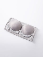 Gray built-in bralette tee with padded cups and a seamless band.