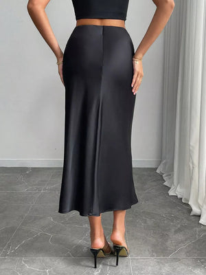 Satin Midi Skirt, back view