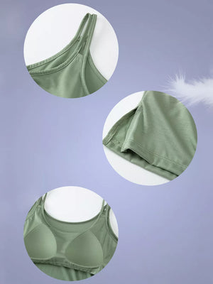 Mint green camisole with double straps and built-in cups.