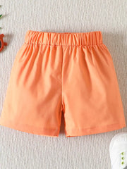 Baby shorts in tangerine with elastic waistband