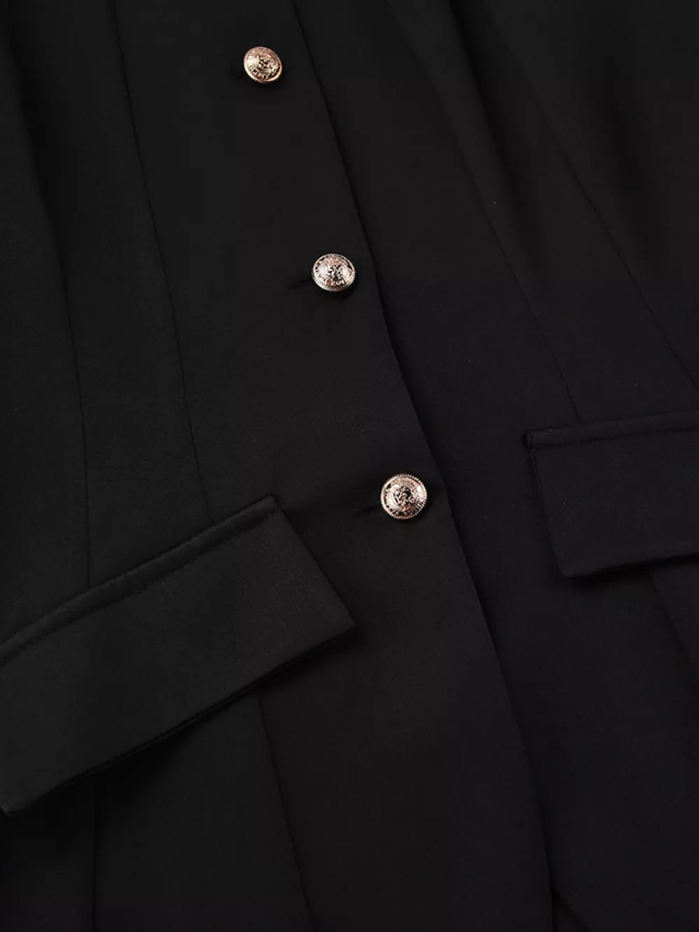Elegant Stand Collar Blazer And Mini Skirt Set in Black, view 12