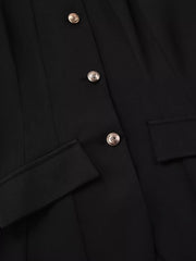 Elegant Stand Collar Blazer And Mini Skirt Set in Black, view 12