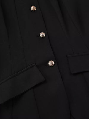 Elegant Stand Collar Blazer And Mini Skirt Set in Black, view 12