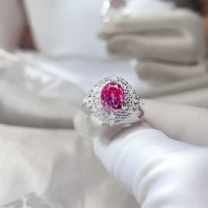 2 Carat 925 Ring in Fuchsia Pink, side view