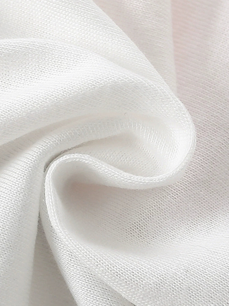 White cotton blend t-shirt fabric detail