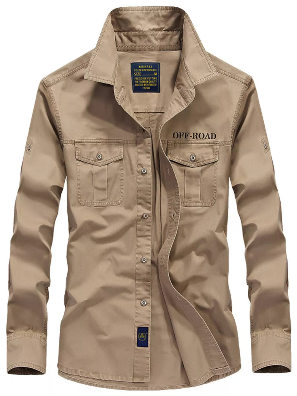 Men S Plus Size Button Up Long Sleeve in Rice White, close-up detail