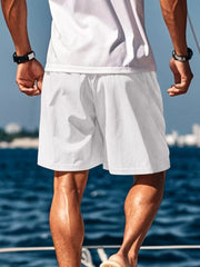 Men's Drawstring Casual Shorts in White, view 14