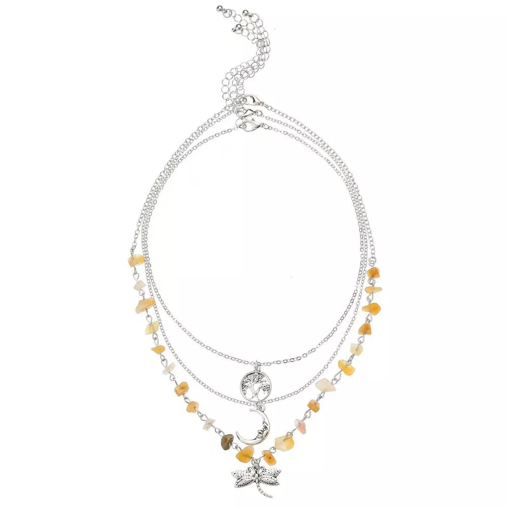 3-piece Bohemian Layered Alloy Necklace in Silver, alternate angle
