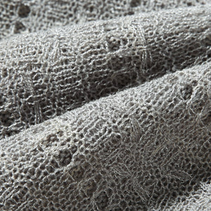 Gray blue ventilated knitted bucket hat with open weave detail