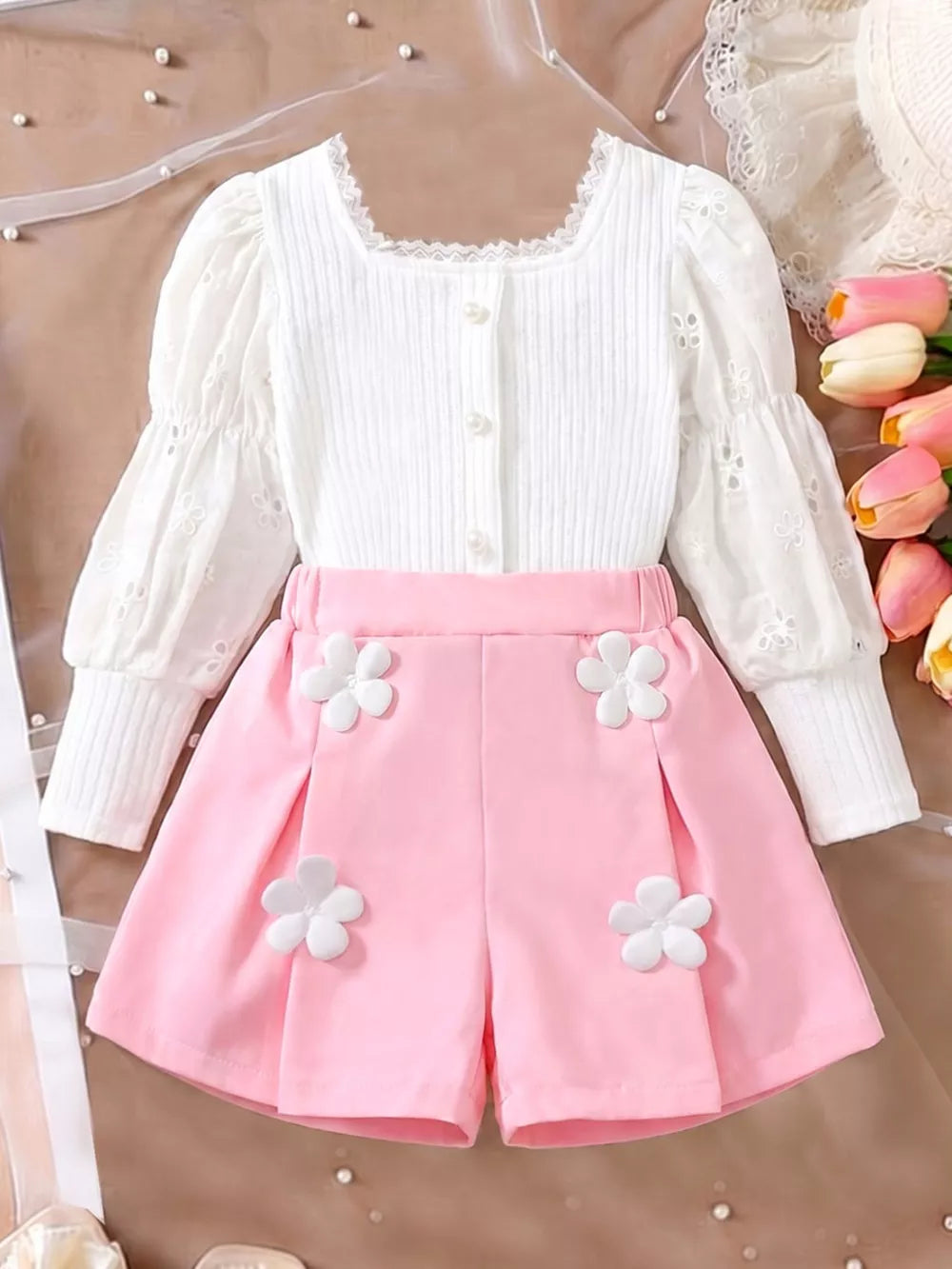Button-down Ribbed Top in White, front view