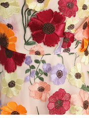 Floral Embroidery V-neck Mini Dress