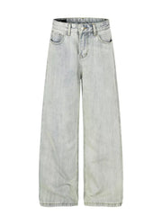 Men S Washed Wide Leg Jeans in Blue, front view