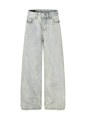Men S Washed Wide Leg Jeans in Blue, front view