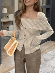 Ribbed Square Neck Long Sleeve Crop Top in Lilac, fabric detail