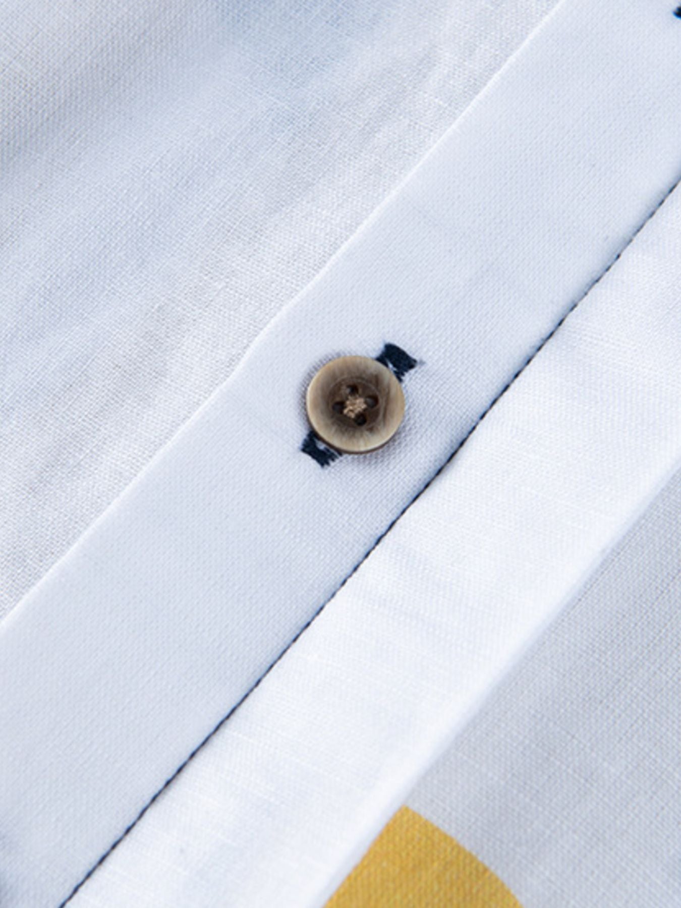 Abstract script cotton men's shirt with button detail