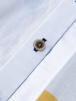Abstract script cotton men's shirt with button detail