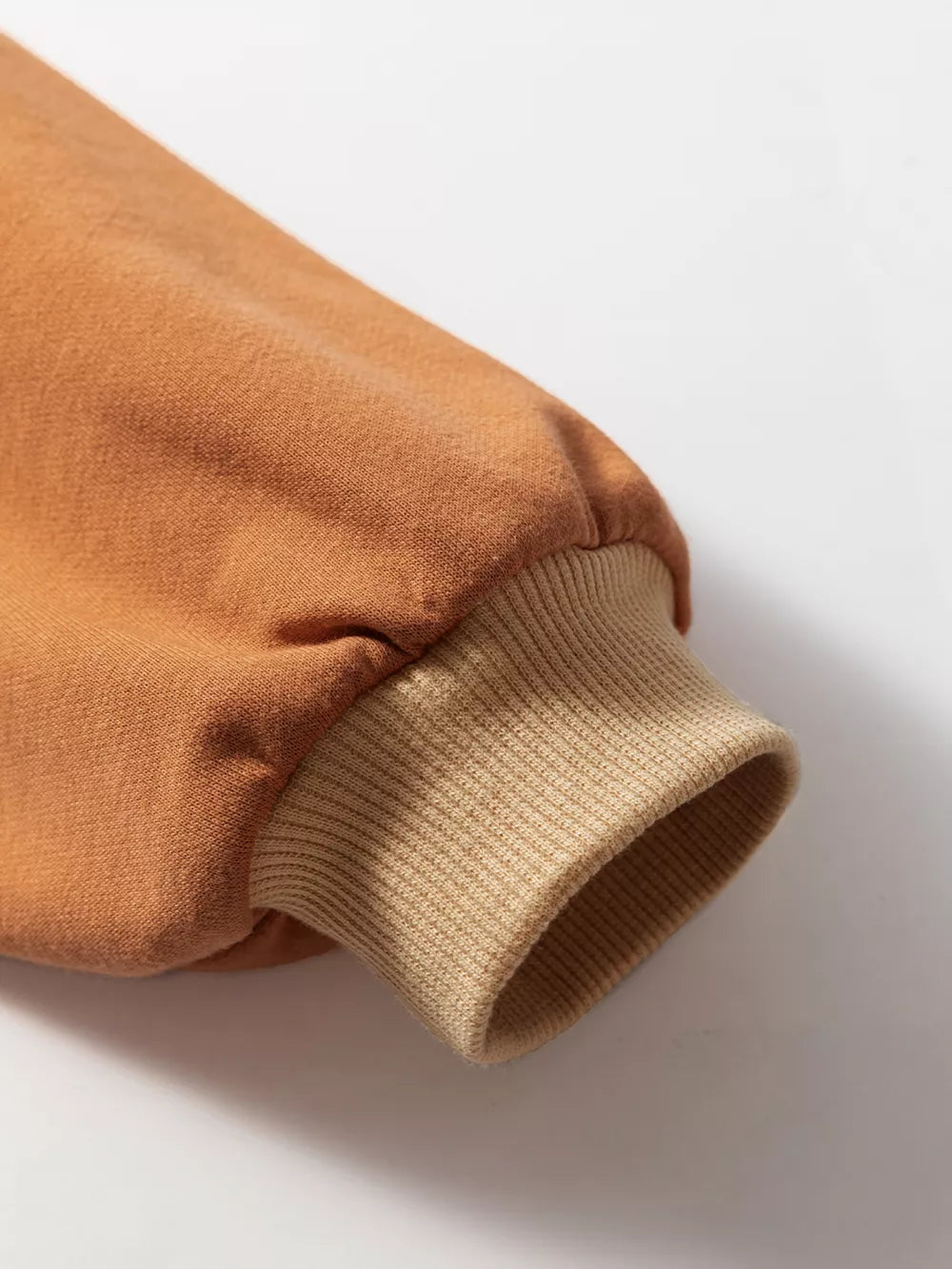 Lace Patchwork Colorblock Sweatshirt in Tan, fit detail