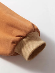 Lace Patchwork Colorblock Sweatshirt in Tan, fit detail