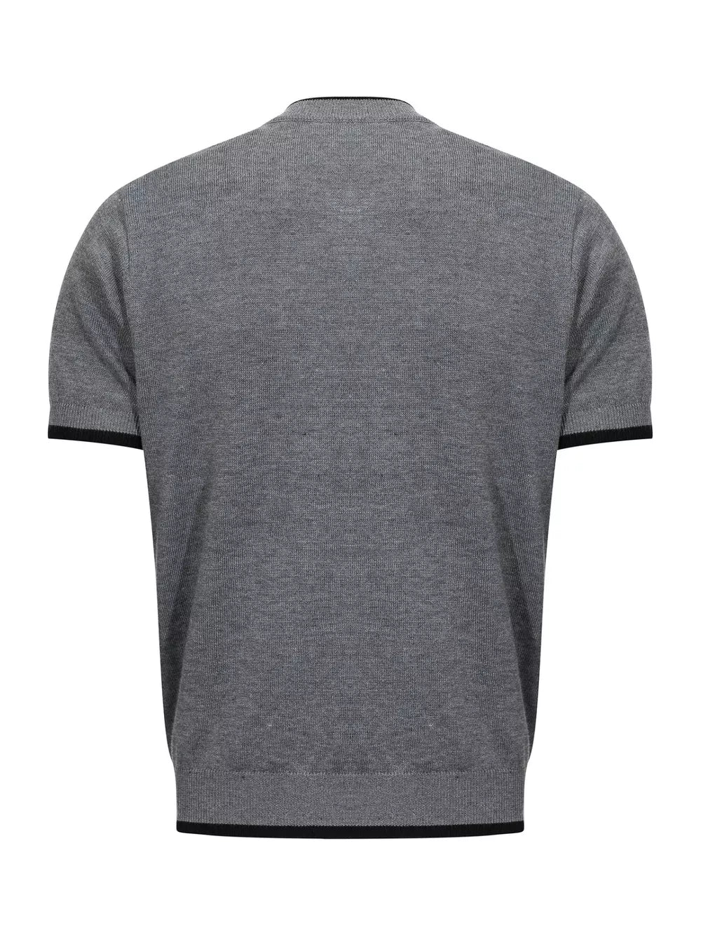 Men's Short Sleeve Collar Knit Top in Apricot, fabric detail