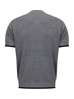 Men's Short Sleeve Collar Knit Top in Apricot, fabric detail