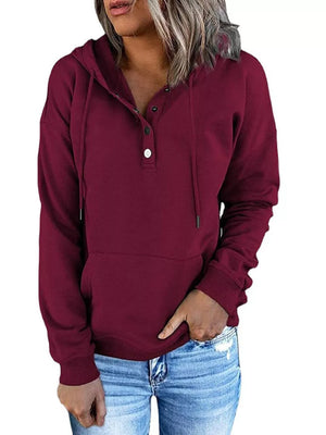 Full Size Kangaroo Pocket Drawstring Hoodie in Army Green, alternate angle